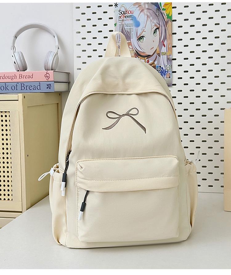 Schoolbag College Student Backpack Junior High School Student Computer Bag Korean Version Simple Girl Bow School Bag Large Capacity Backpack Female