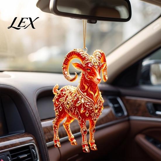 Modern Home Wall Decor 2D Acrylic Goat Christmas Hanging Ornament, 3.15 Inch Farm Animal Xmas Tree Personalized Car Window Charms Decoration for Rear