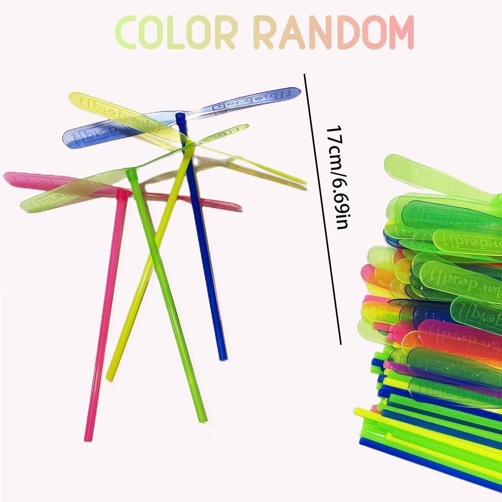 30pcs Plastic Bamboo Dragonfly Shape Hand Push Flying Propeller Outdoor Sports Game Kids Toy Gift Rotating Flying Arrow Games