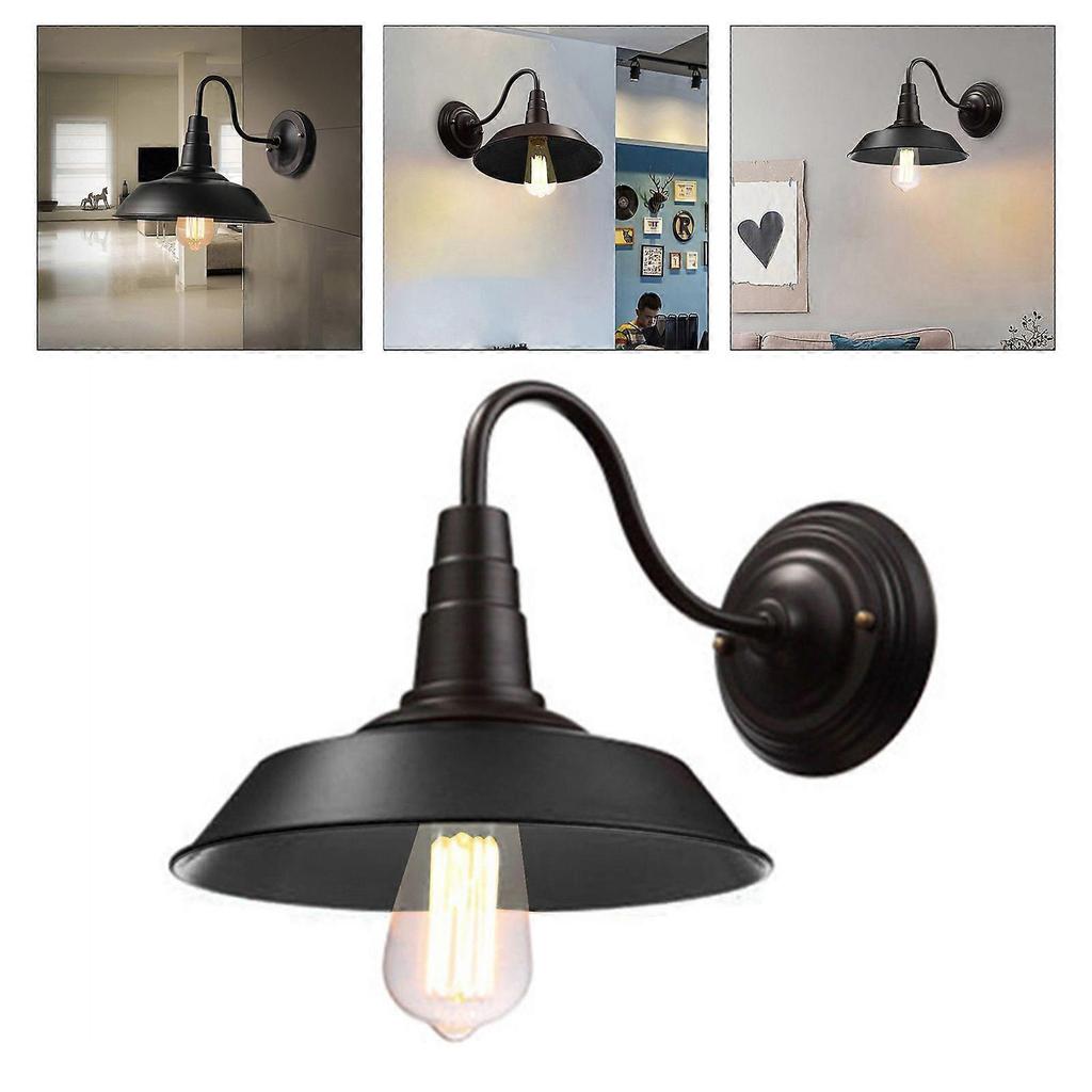 Antique Iron Wall Lamp with Pot-Cover Shade