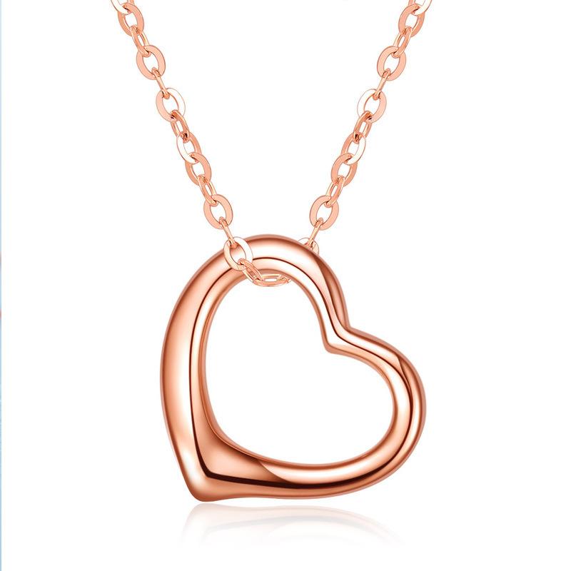 Genuine 18k Gold Pendant Color Gold Necklace Romantic Heart -Shaped Valentine 'S Day Au750 Clavicle Necklace