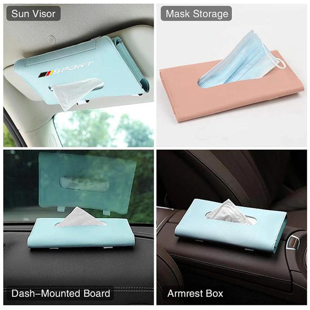 Alphabet Car Sun Visor Suspension Tissue Box Bracket PU Leather Car Tissue Box Car Interior Storage
