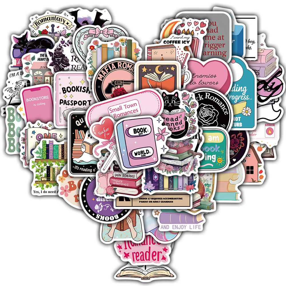 50/100PCS Book Reading Series Sticker Personalized Cartoon Diary Phone Skateboard Paintings Decoration Phone Festival Stickers