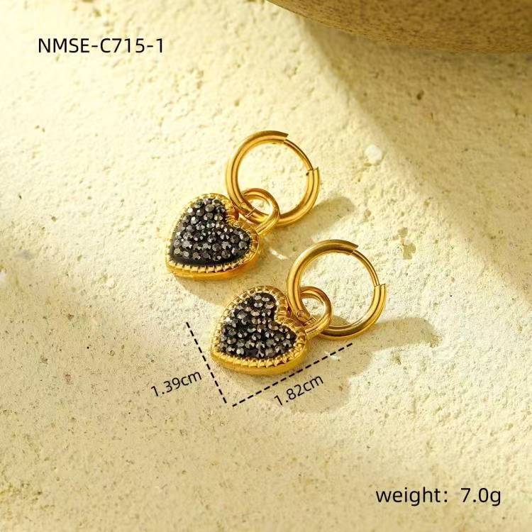 GEMCHIC Women s Fashion Design Love Heart Rhinestone Titanium Steel Earrings - Simple Elegant Hypoallergenic Non-Fading Heart Shaped Ear Accessories