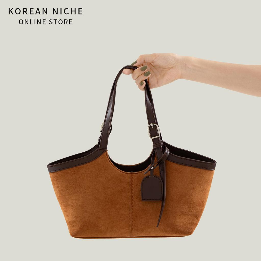 New Suede Tote Bag for Women, Large Capacity, Niche, High-end, Versatile Shoulder Bag, Retro Style