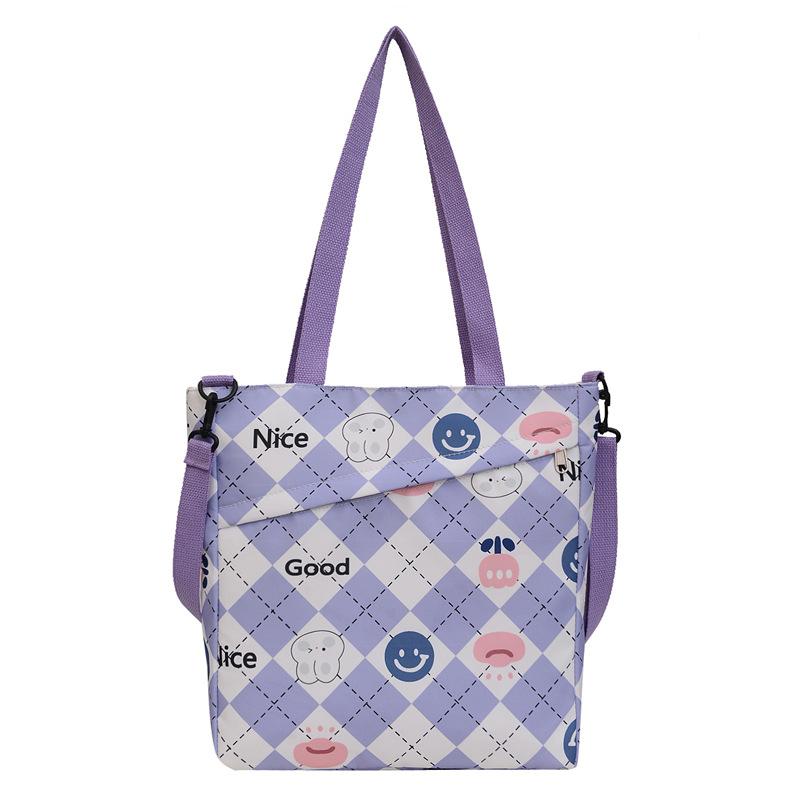 

Новая нейлоновая портативная сумка для хранения для студентов большой вместимости, милая мультяшная сумка для бенто для улицы, женская сумка через плечо высокой ценности фиолетовый