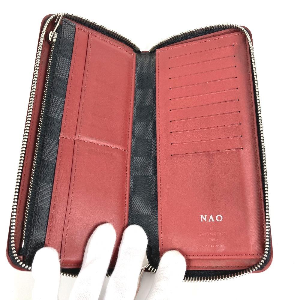 Louis Vuitton N63304 Damier Graphite Zippy Wallet Zip Around Wallet Black/Red