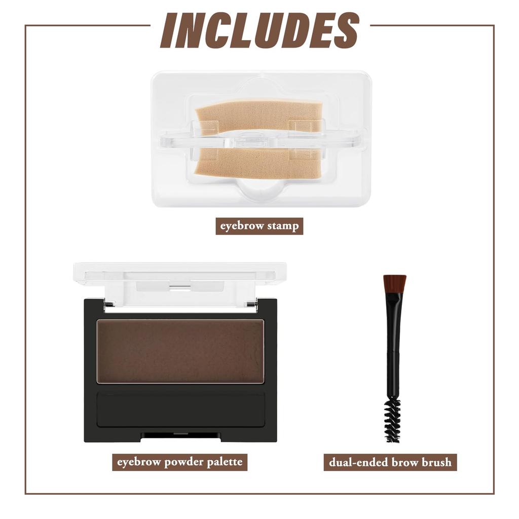 Boobeen Eyebrow Powder Makeup Brow Palette, Eyebrow Stamp Shaping Kit with Spoolie Brush, Waterproof Brow Powder Filler for Women