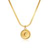 Stainless Steel 18K Gold Moon Pendant Necklace Simple Snake Bone Chain Collarbone Chain Round Square Tag