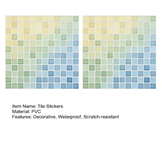 2Pcs 3D Mosaic Tile Sticker, 11.8 x 11.8 Inch Removable Wallpaper Tile, 3D Self Adhesive Wall Tiles, Bathroom Wall Tiles for Kitchen Backsplash, PVC