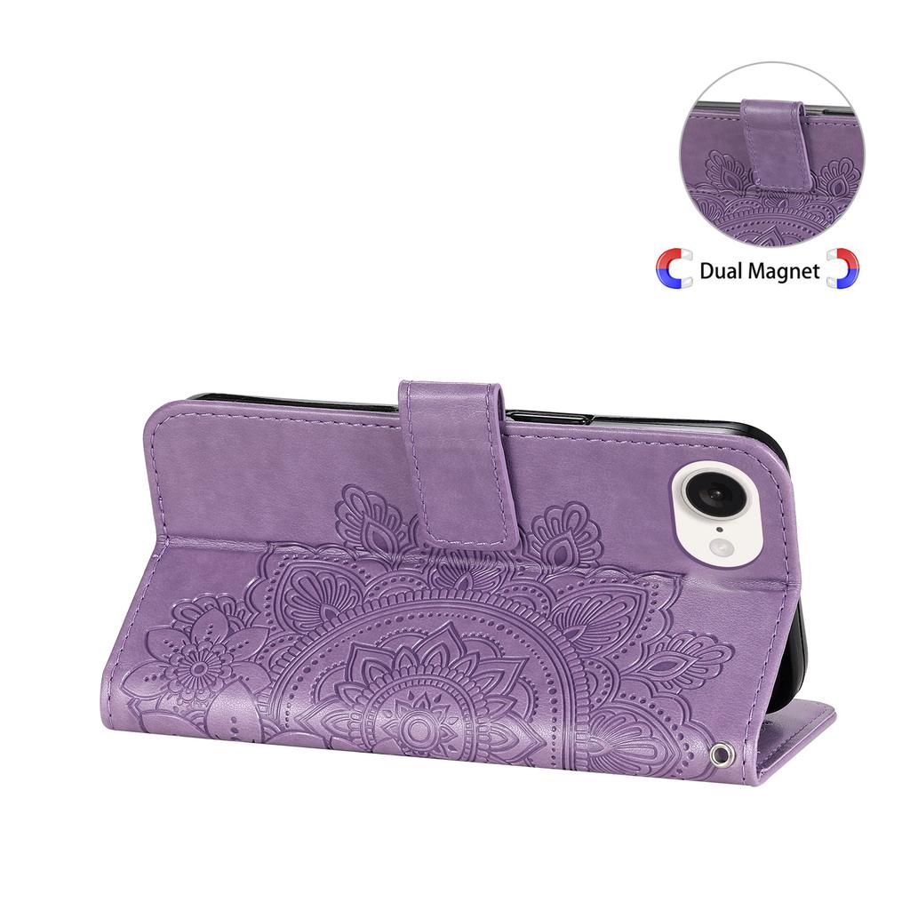 For iPhone 16e Case Floral Pattern PU Leather Wallet Stand Phone Cover