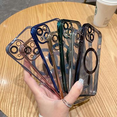Applicable To IPhone16E Electroplated Magnetic CD-patterned Lens Film Mobile Phone Case Apple 15 Magnetic Full-package Protective Case 14