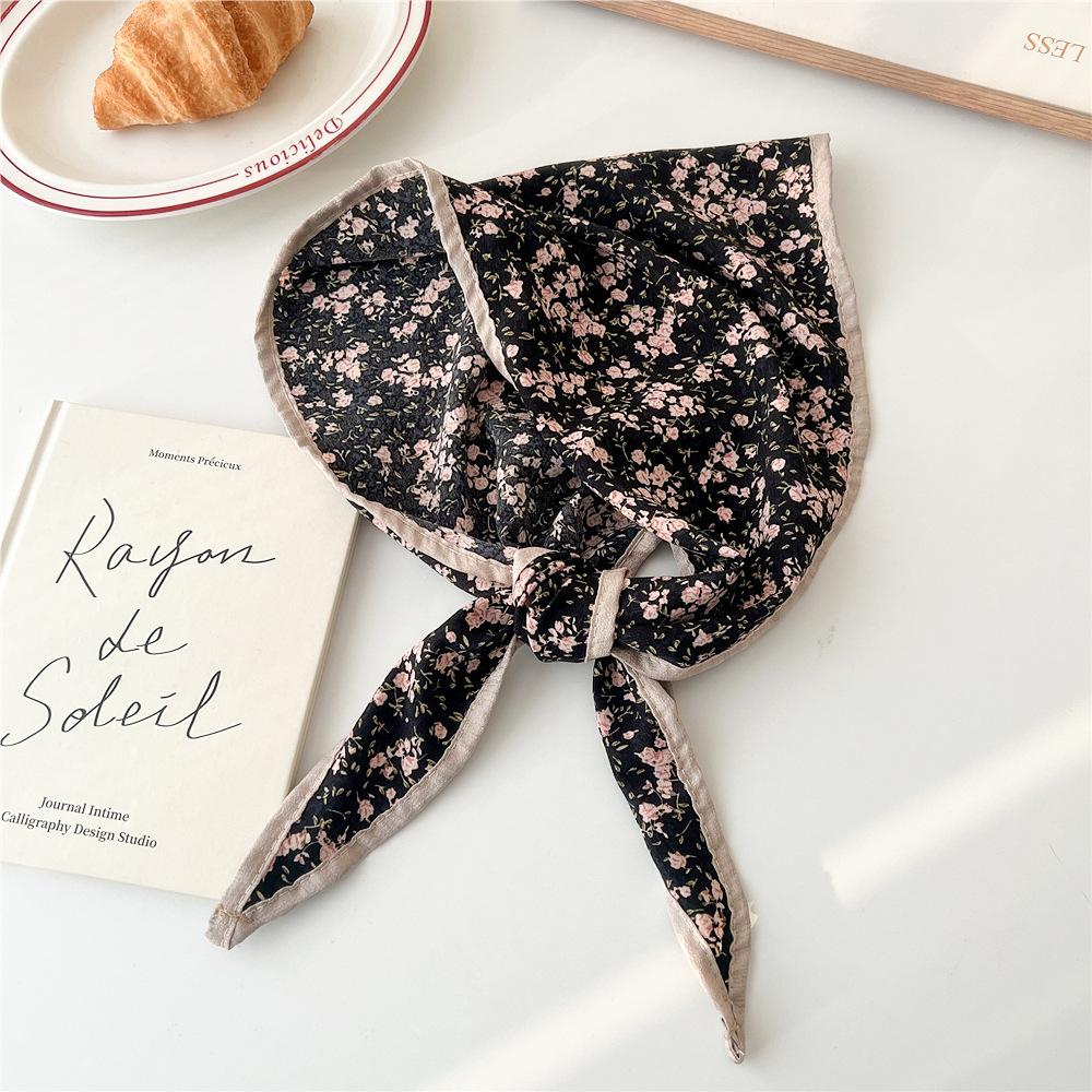 

Fashion Retro Headscarf Cotton Hair Scarf Thin Neck Scarves Women Ribbon Headband Floral Print Bandana Head Scarf Autumn 28x112cm