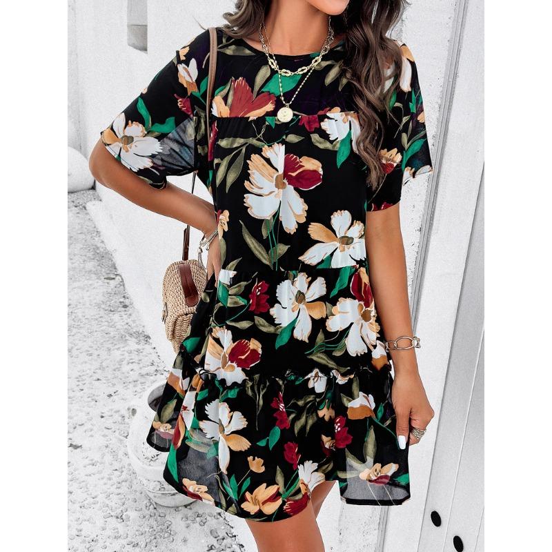 Women's Casual Vacation Printed Short-sleeved Dress