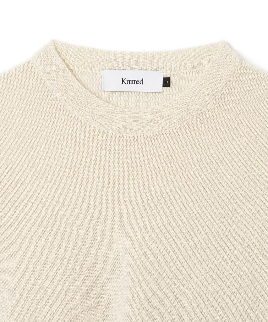 KNITTED Coolever Round Short Sleeve Knit Tee Ivory