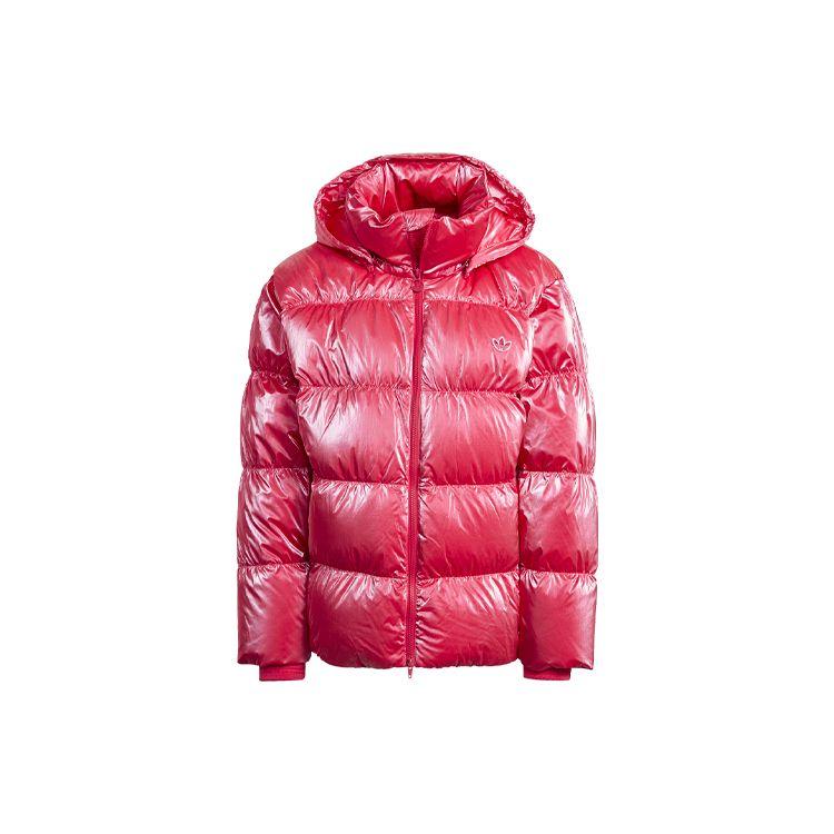 Adidas Originals Trefoil Os Daunen-Pufferjacke Lässig Locker Mit Kapuze Brot-Daunenjacke Winter Damenjacke Energy-Pink GD2519