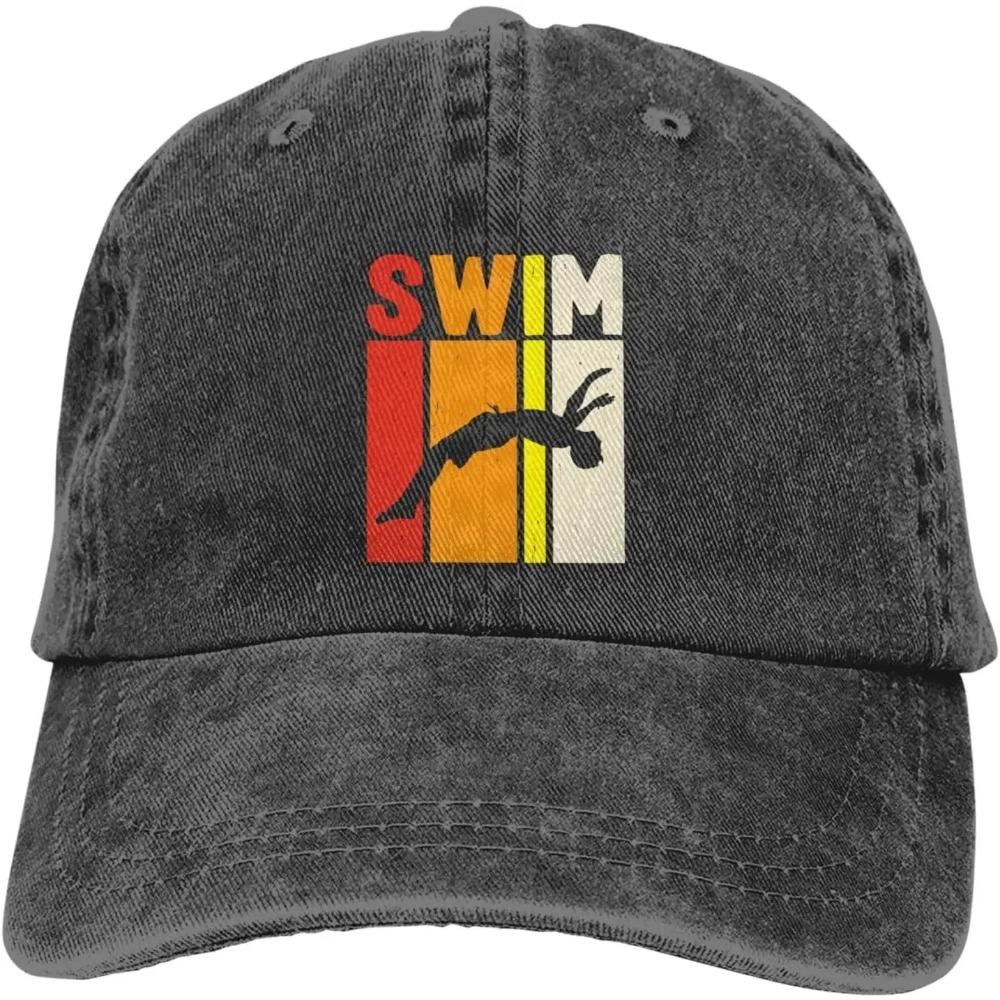 Swim Retro Art Baseball Cap Golf Dad Hat Adjustable Original Classic Low Profile Cotton Hat Men Women