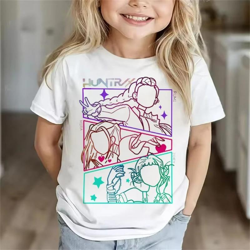 KPop Lovci démonů Potisk Trička Potisk Kulatý výstřih Dívka Chlapec Měkká Letní Módní Pohodlná Trička s Krátkým Rukávem
