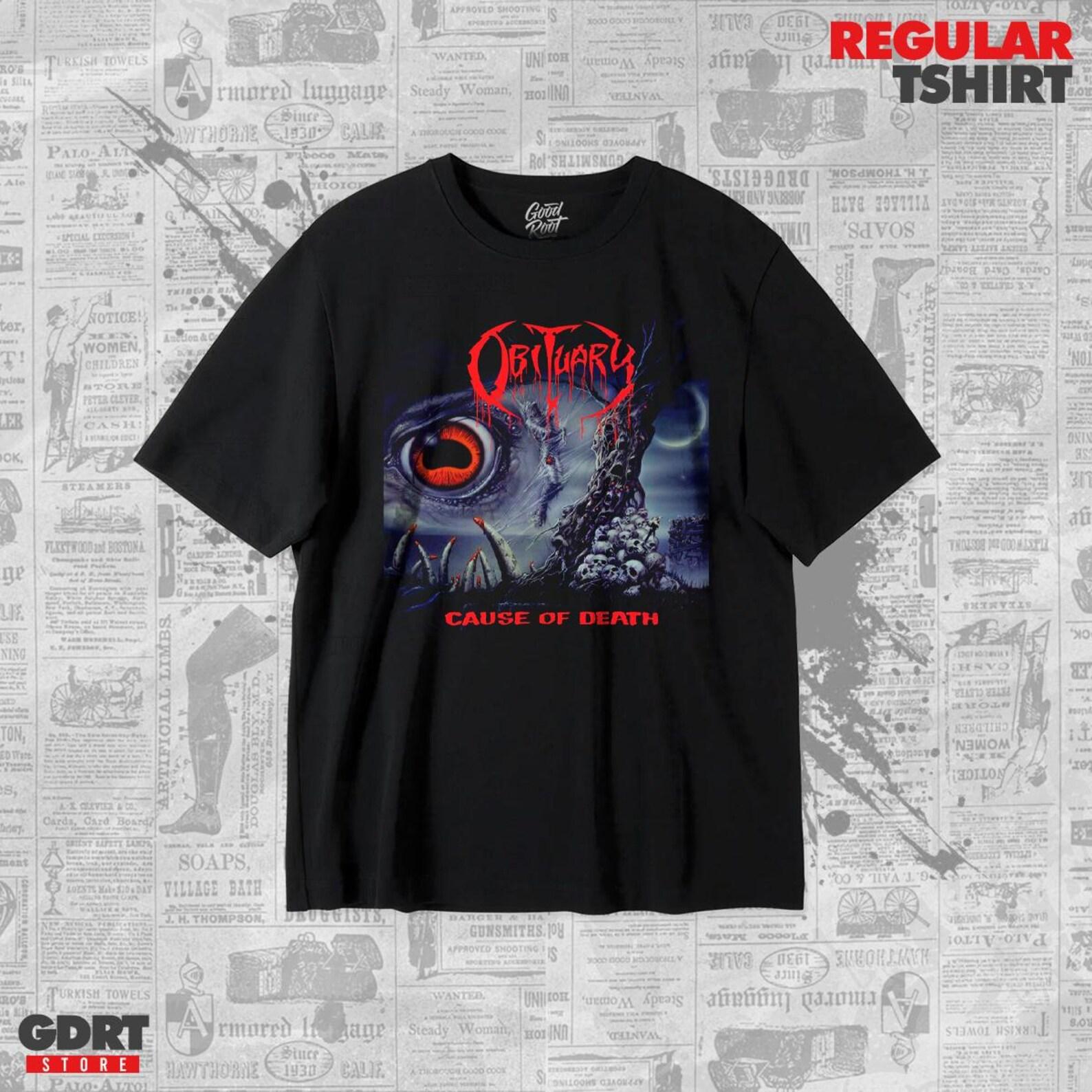 Obituary T shirt - Cause of Death Albums - Unisex Heavy Shirt S