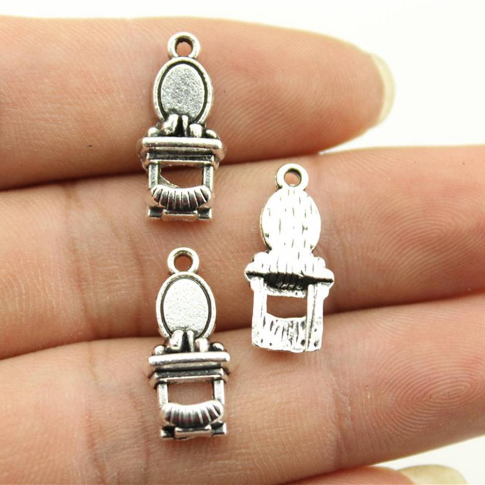 10pcs Daily Necessities Charms Umbrella Hair Dryer Broom Sofa Globe Pendants Jewelry Making Antique Silver Color