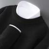 Herren Pullover aus reiner Wolle, schwer, Rundhalsausschnitt, lockere Passform, warm, einfarbig, ideale Basisschicht für Herbst/Winter.