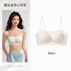 Women Thin Strap Low Neck Seamless Gathered Breathable Thin Bra
