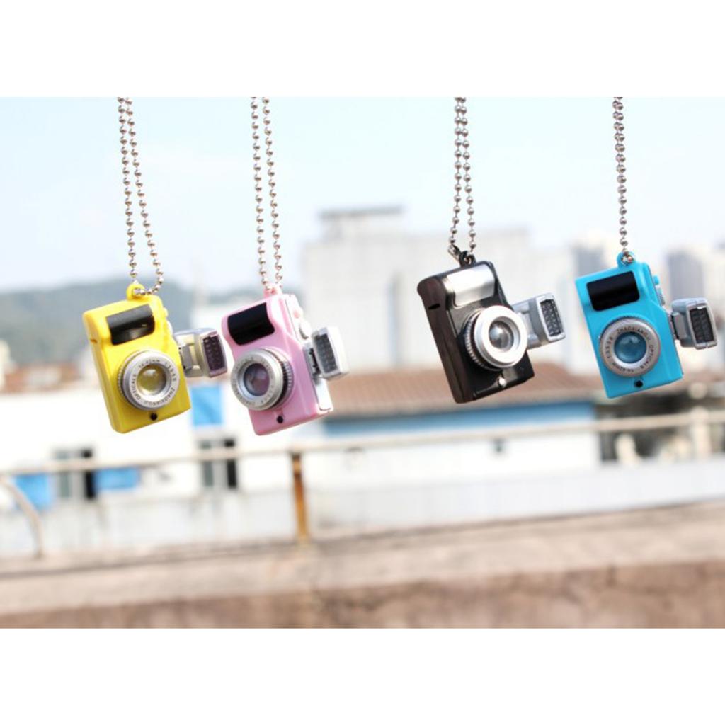 Simulation Camera Keychain with LED Light and Sound 5cm Beaded Chain Pendant for Night Visibility and Interactive Play