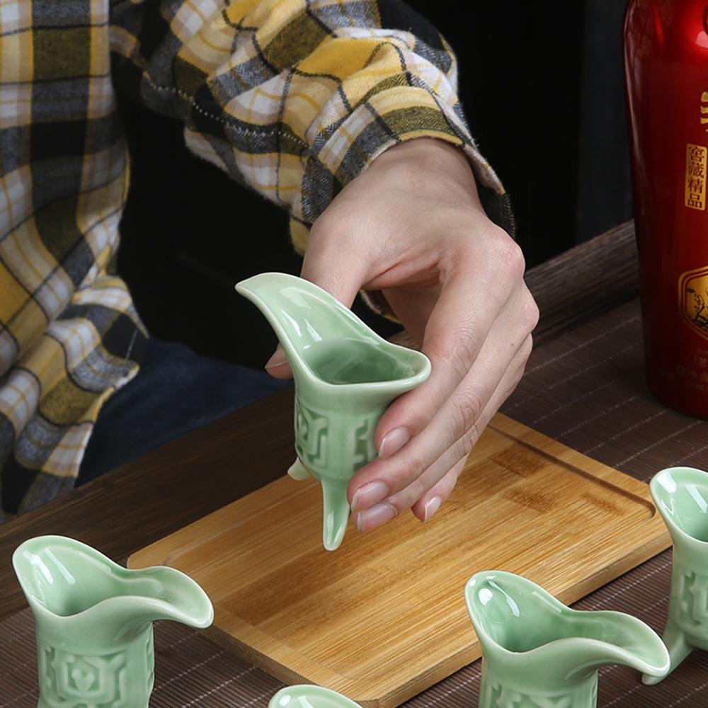 6pcs/set, Antique Ceramic Imperial Wine Cup, Chinese Style Liquor Glass, Gift Box Packaging Celadon Wine Cup, Ceramic Wine Set