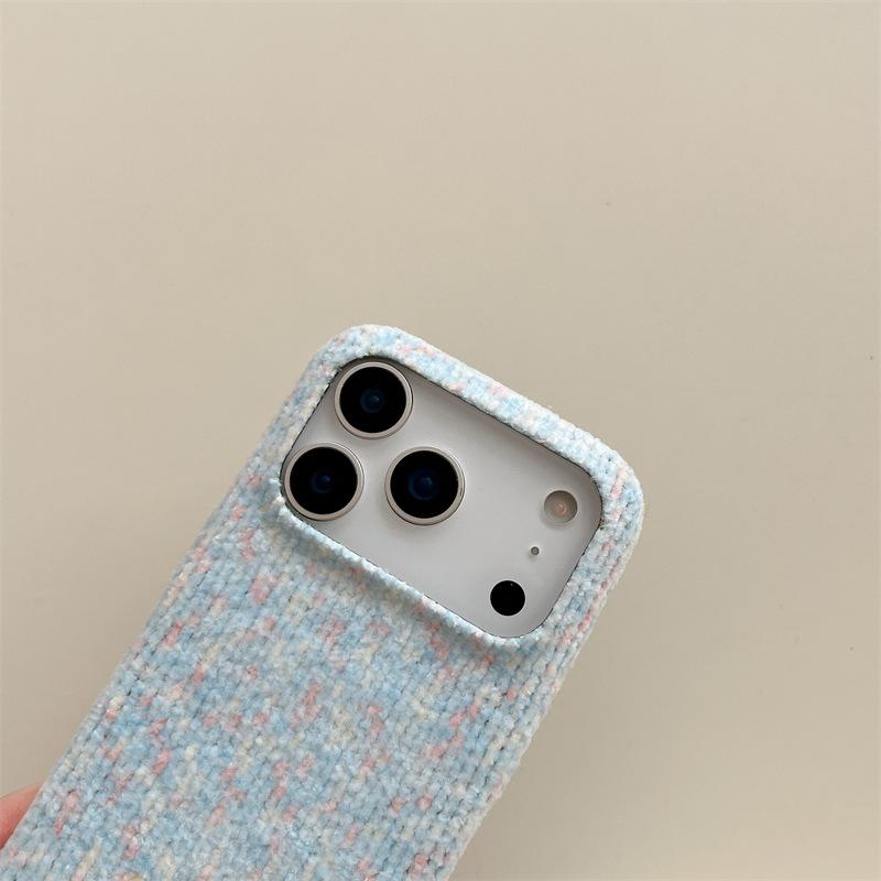 Blaue Strickstoff-Handyhülle für iPhone 15, iPhone 16, iPhone 17 Pro Max