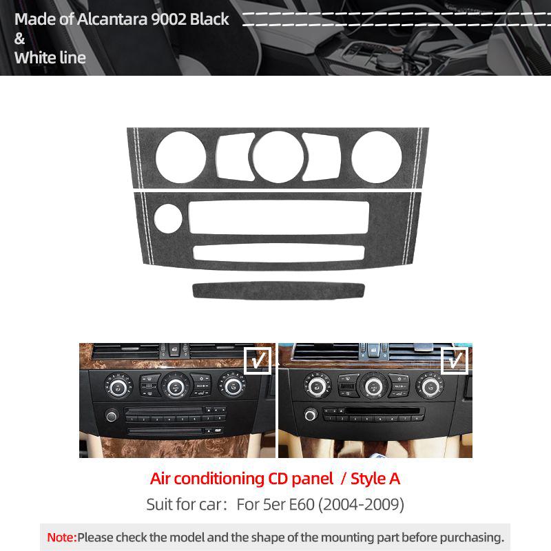 QTPC8 For BMW E60 Series 5 Made of Alcantara Car Interior Center Console CD Panel Trim Frame Performance Stickers Tuning Accessorie