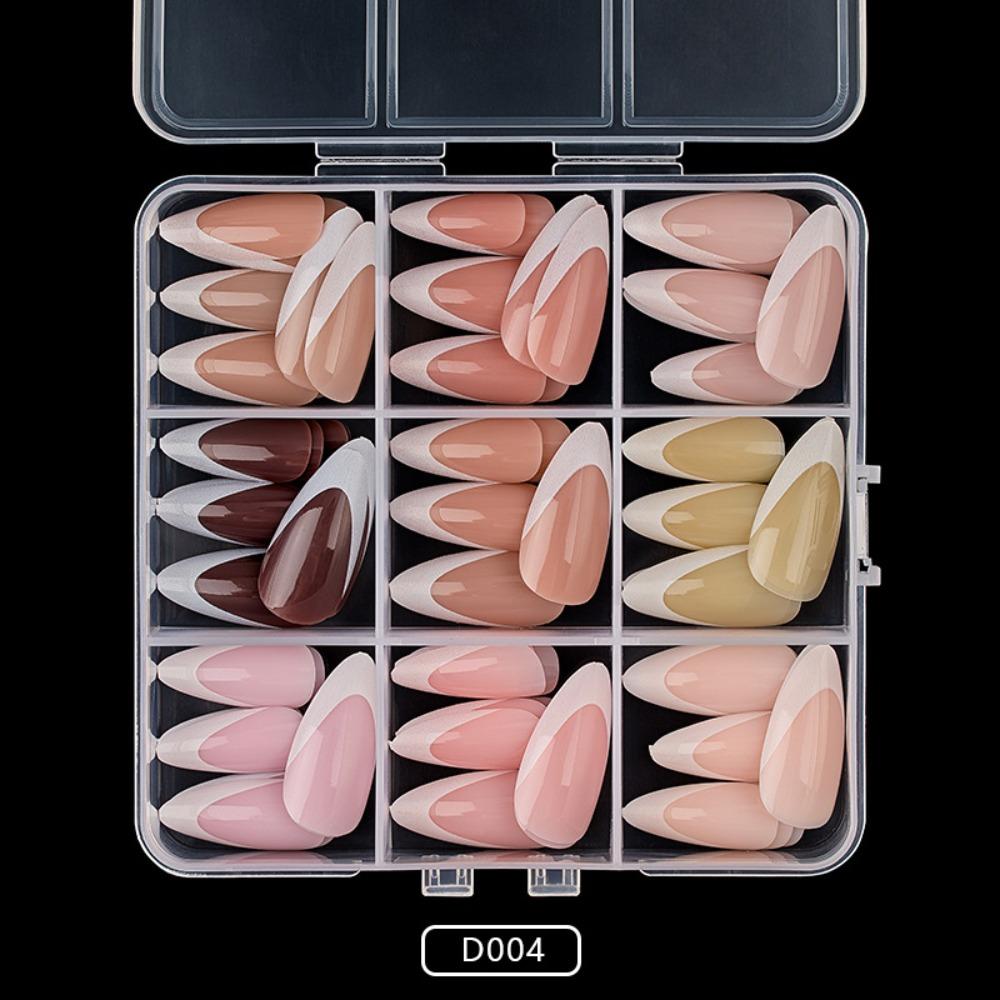 108pcs Mixed Color Fake Nail Almond Coffin Press On Nails New French False Nail  DIY