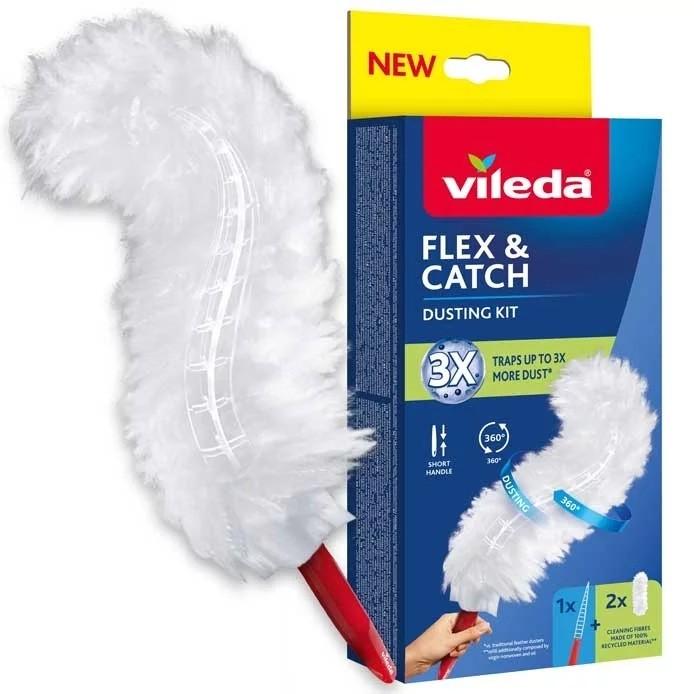 Spolverino Vileda Flex & Catch con manico corto in confezione da 2 ricambi