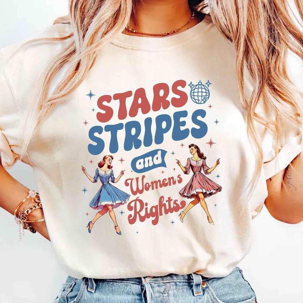 Stars Stripes And Women s Rights Shirt, Retro Fourth Of July Shirt, Girl Power Unisex T-Shirt XL