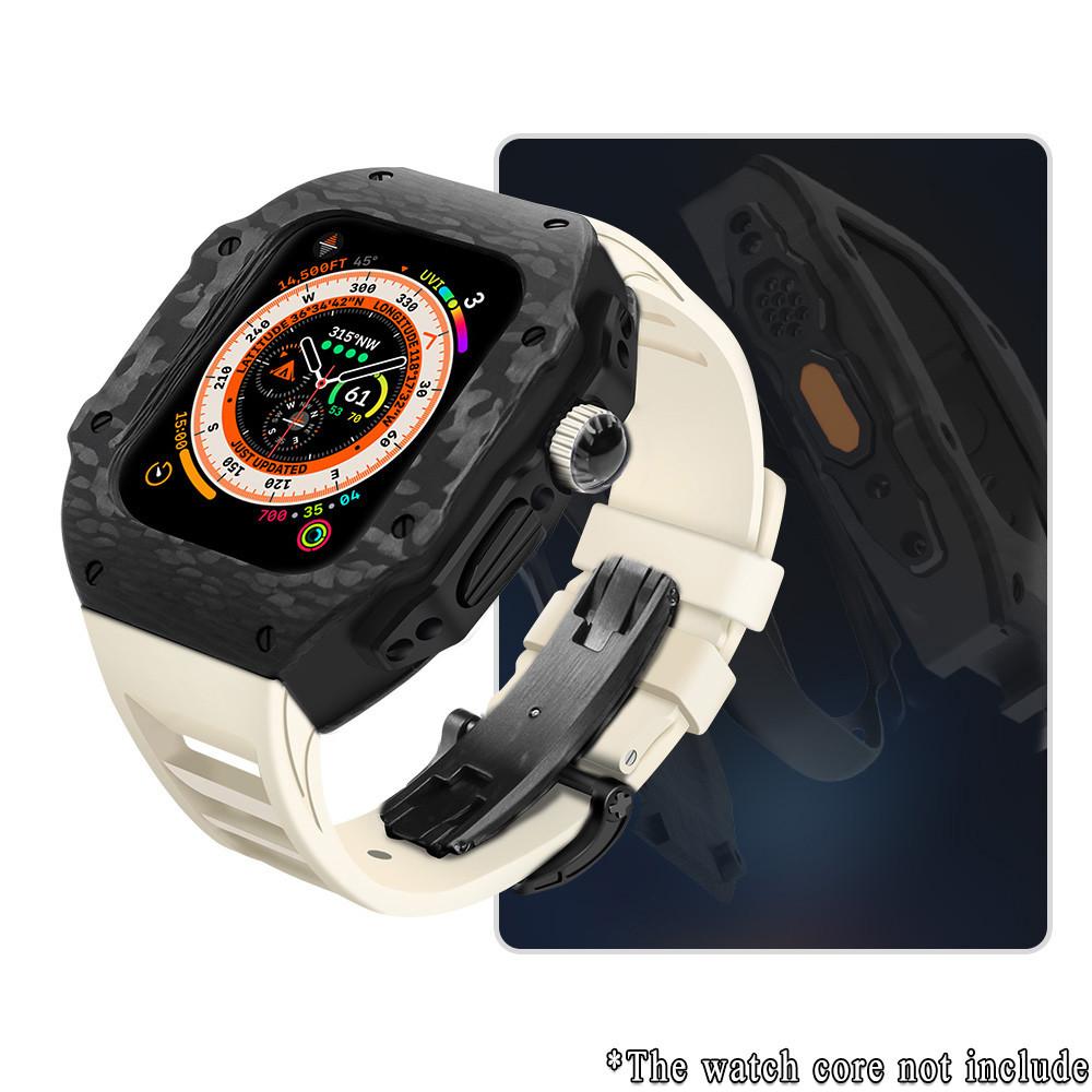 Luxury Carbon Fiber Modification Kit Compatible For Apple Watch Ultra3 49mm 44mm 45mm Iwatch Series 9 8 7 6 5 4 SE3/2/1 Ultra 3
