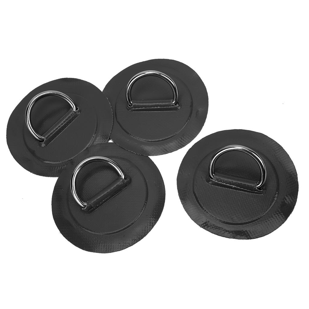 4 Pcs Inflatable Boat D  Pad Patch PVC   Marine Stainless Steel Fixed Buckle(Black )