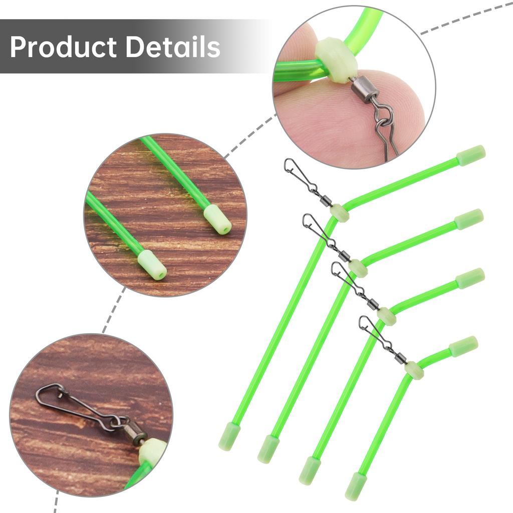 Fishing Float Adjuster Kit,4pcs Small Luminous PVC Balance Tubes, Bobber Connector Stops for Sea Fishing Rigs,Green