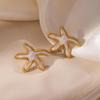 Colorful Drip Oil Starfish Mother-of-Pearl Pearl Stainless Steel Stud Earrings - Women's Non-Fading Light Luxury
