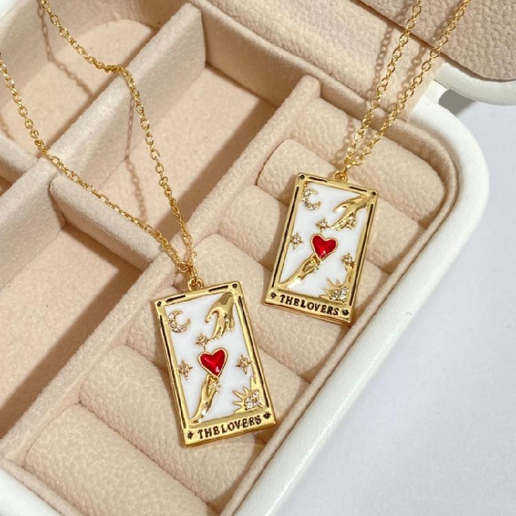 Stylish Tarot Pendant Necklace Tarot Card Enthusiast Present Fashion Tarot Jewelry Party and Festival Necklace for Daily