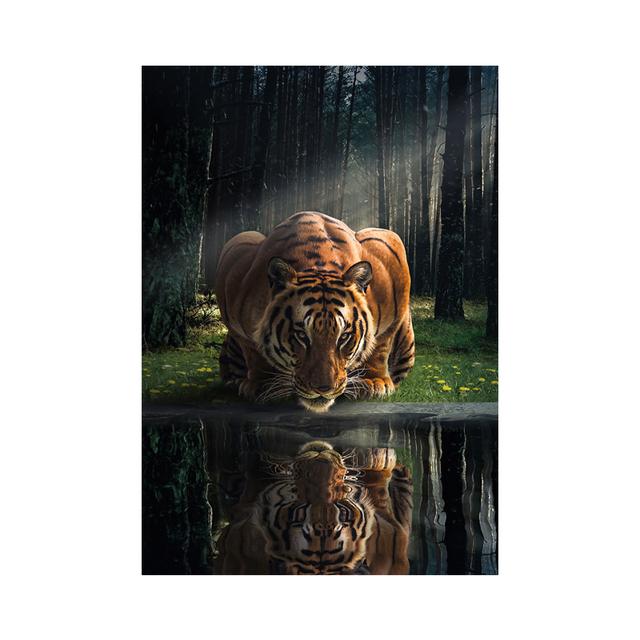 Wild Animal Tiger Forest Landscape Poster Canvas Painting Inspirational Lion Wall Art Prints Picture for Living Room Home Decor No Frame