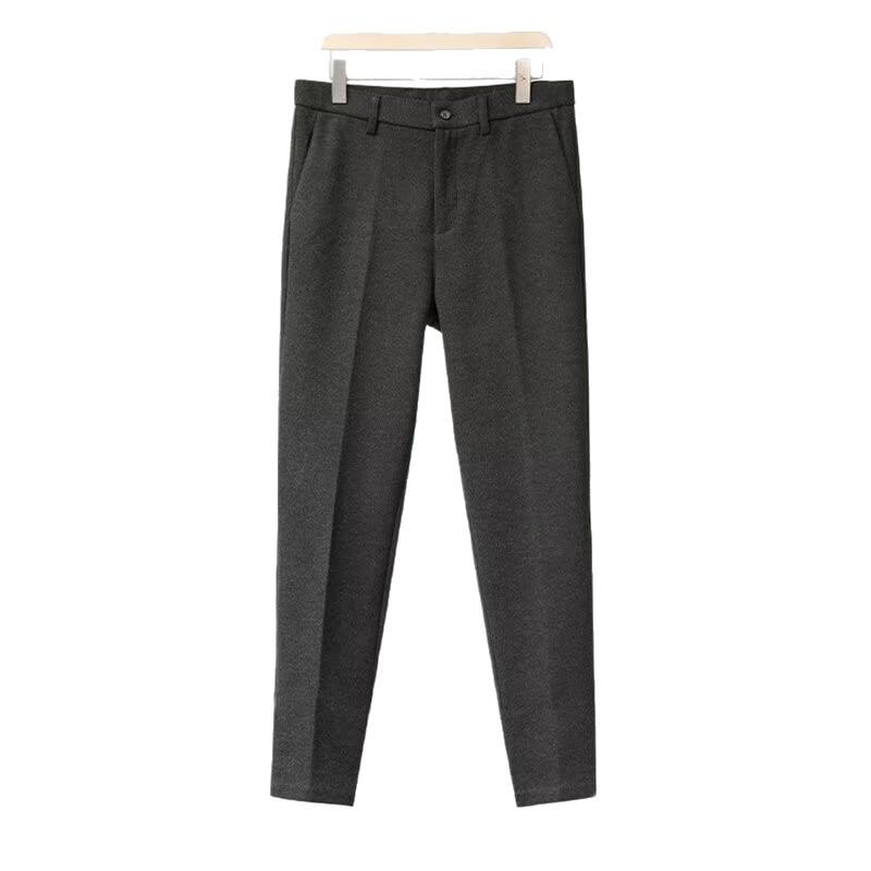 Autumn and winter velvet thickened semi-elastic waist pants men's straight woolen pants non-ironing casual large size suit pants men