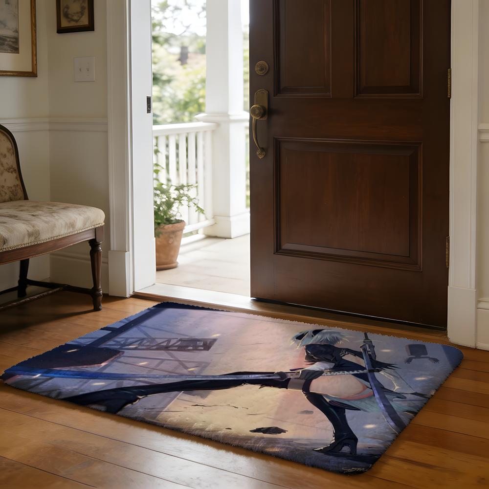 NNieR Automata Floor Mat Soft Flannel Absorbent Mat Non-Slip Rug Home Bedroom Bathroom