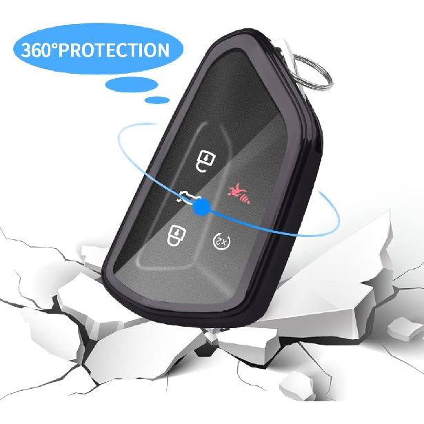 QBUC for Volkswagen Key Fob Cover with Keychain,Car Key Case Fit for VW ID.4 ID.6 MK8 Golf GTI Atlas Cross Sport 2025 Tiguan (Black)