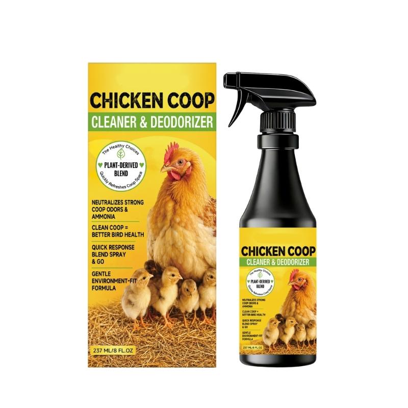 Chicken Habitat Cleaning Liquid with Focused Pump Application, 237 Milliliter Cleaner and Deodorizer for Ground Portions, Boundaries, and Nearby