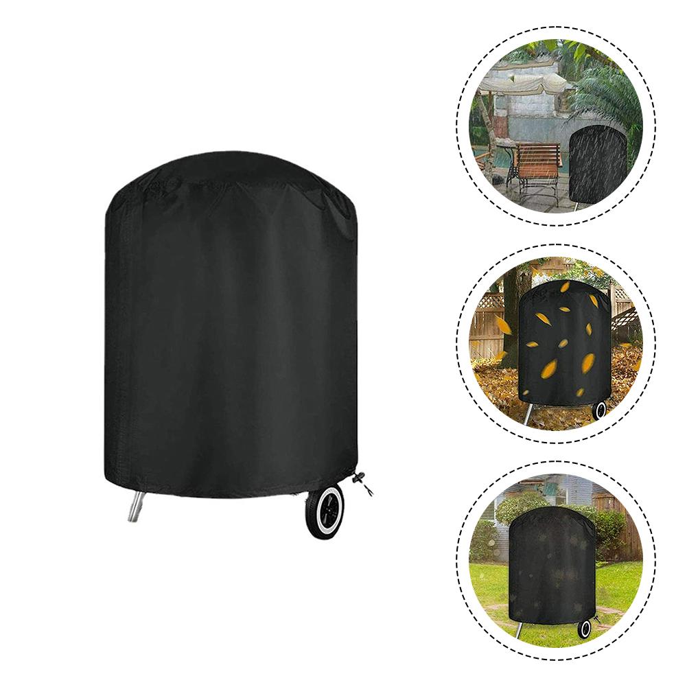 Round Waterproof Barbecue Grill Cover Heavy Duty Construction with Adjustable Fit for Maximum Protection Outdoors