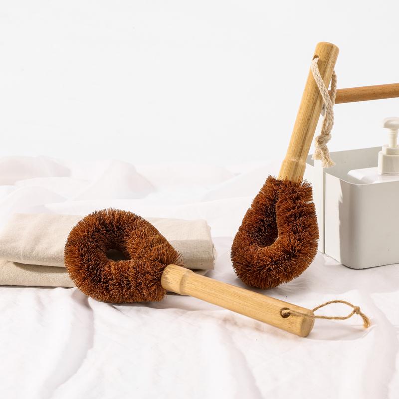 Multi-purpose Kitchen Cleaning Brush Natural Coconut Fiber Dish Pot Cleaning Brush Bamboo Wooden Handle Bottle Wash Scrub Brush