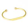 Minimalist Yellow Brass Polished Open C-Shape Bangle Bracelet for Women - European & American Style