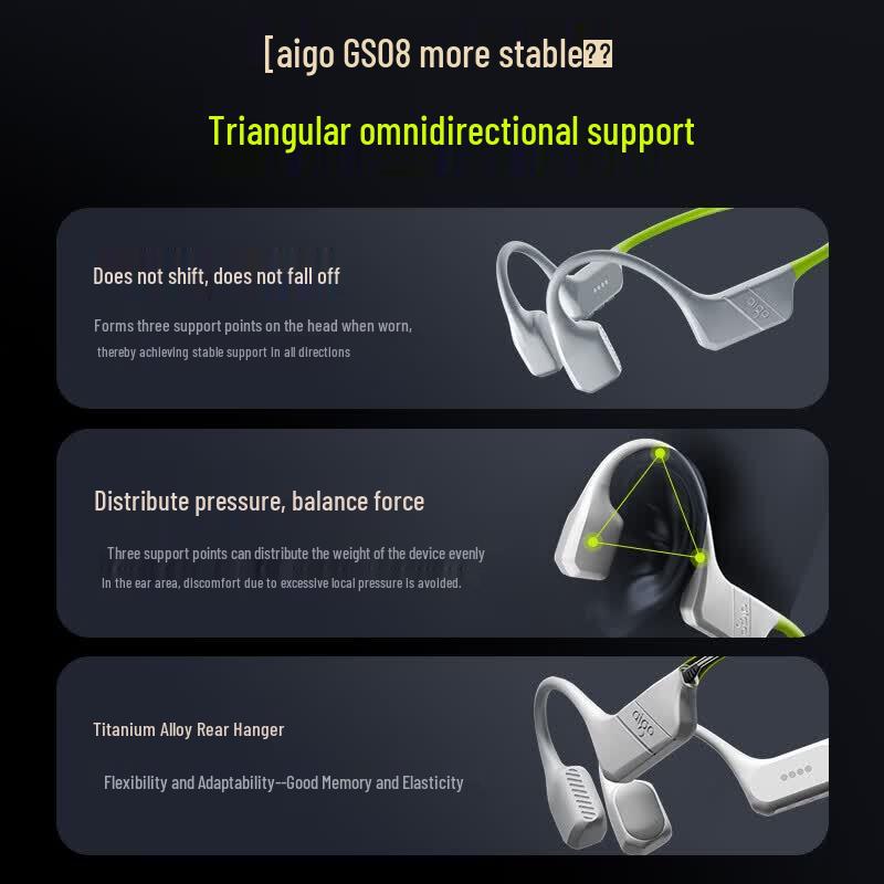 aigo GS08 True Bone Conduction Bluetooth Swimming Headphones
