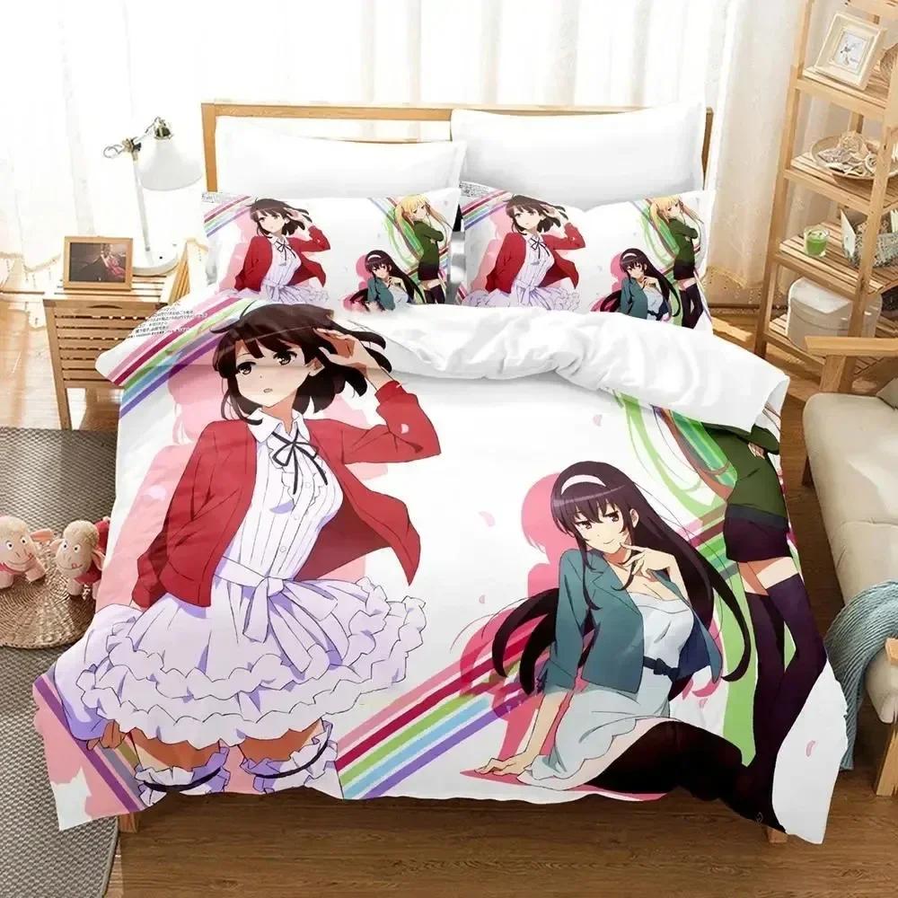 Anime Saekano How to Raise a Boring Girlfriend Bedding Set Duvet Cover Sheet Printed Bed Set Pillowcase Bed Comforter Bedroom