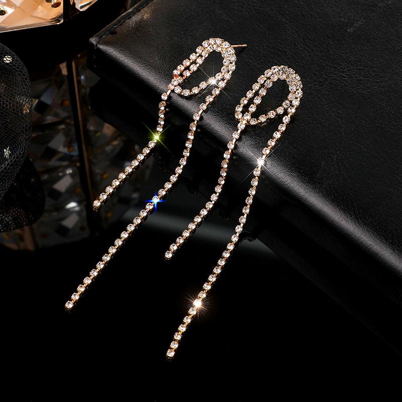 Diamond Bow Fringed Earrings, Temperament Earrings, Fashion Earrings For Women