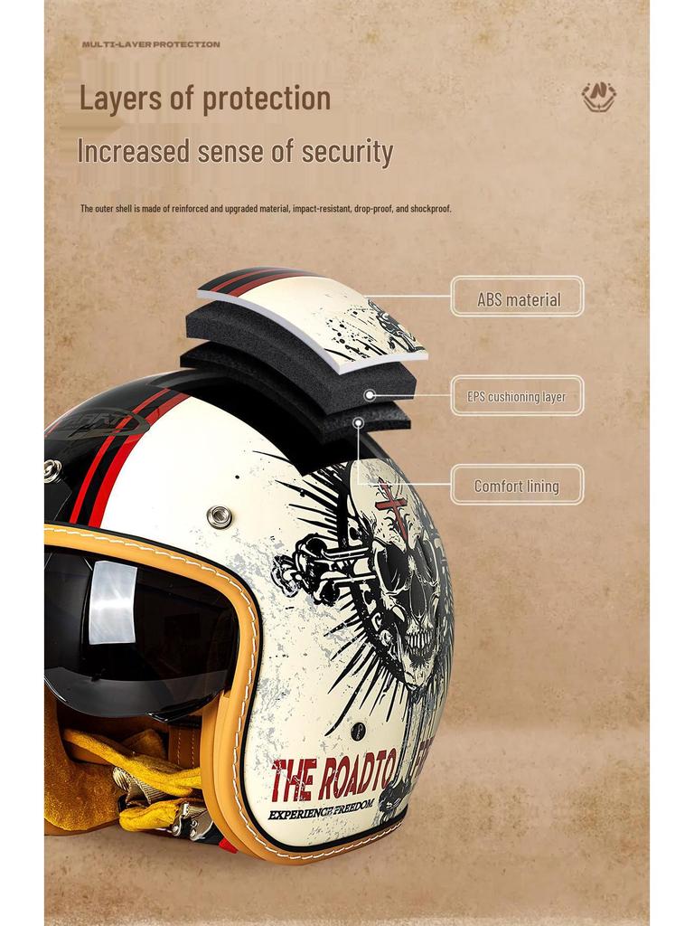 Unisex American Cruiser 3/4 Motorcycle Helmet